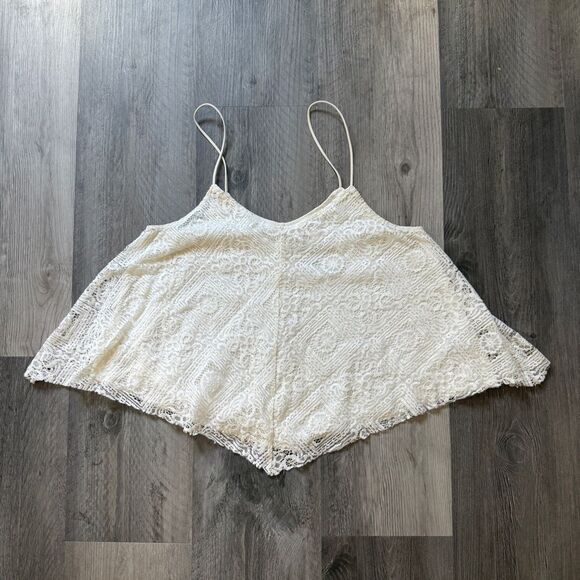 American Eagle Lace Crop Top Lined Small Cream Boho - Picture 2 of 11